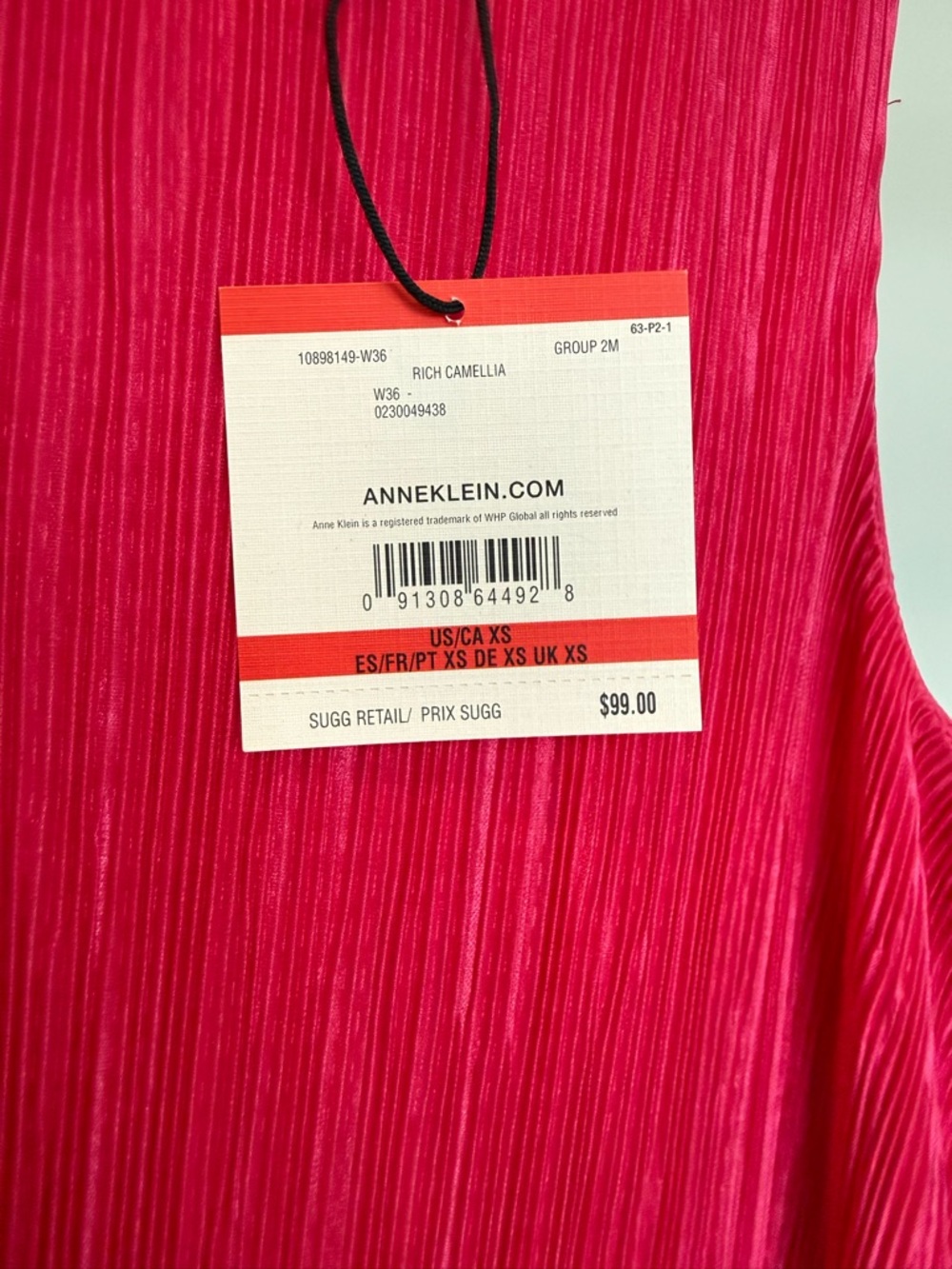 NWT Anne Klein Hot Pink Shift Midi Dress XS - Picture 6 of 9